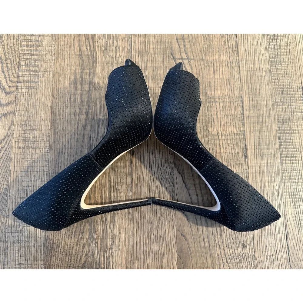 Badgley Mischka Kassidy ll Black Sequin 5 Inch Heel Platform Pumps Size 9